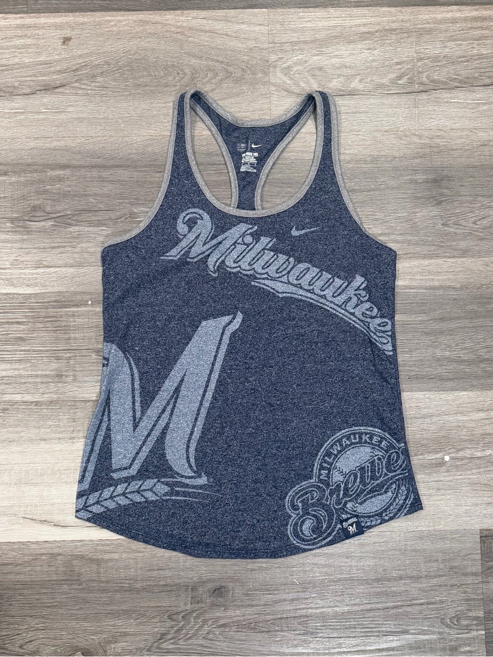 Nike The Nike Tee Women’s Racerback Tank Top Milwaukee Brewers Blue Gray Size M